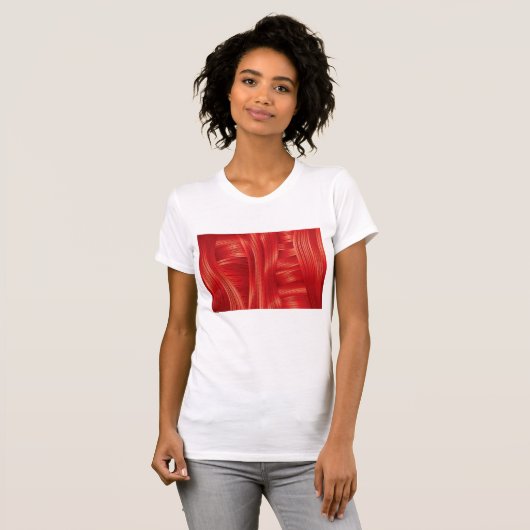 Dynamische rode spiertextuur Abstract T-shirt (Voorkant volledig)