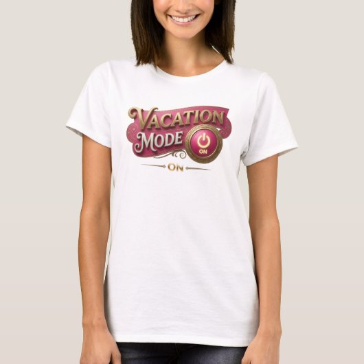 Dynamische Rode VACATIE MODUS AAN Draagbare Kunst T-shirt (Voorkant)