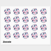 Dynamische Roze en Navy Waterverf Ronde Sticker (Vel)