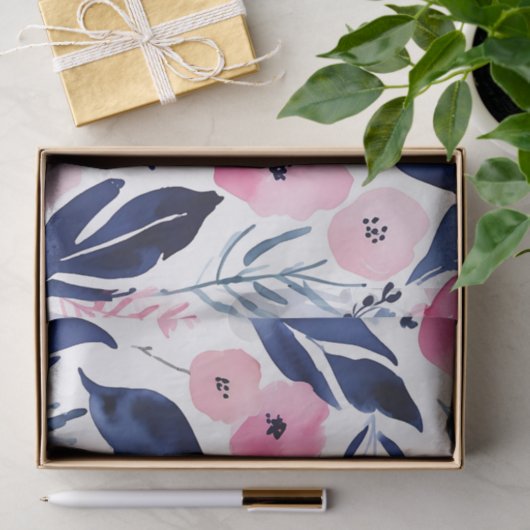 Dynamische Roze en Navy Waterverf Tissuepapier (Geschenk)