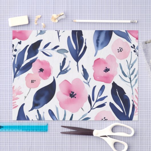 Dynamische Roze en Navy Waterverf Tissuepapier (Craft)