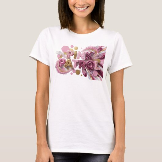 Dynamische Roze PINK PATROL Print T-shirt (Voorkant)
