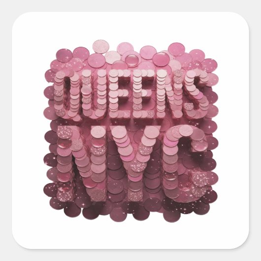 Dynamische Roze QUEENS NYC Sticker Ontwerp (Voorkant)