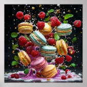 Dynamische scène van macarons in een explosie van  poster (Voorkant)