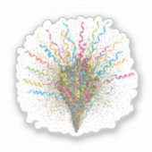 Dynamische Slierten & Confetti-uitbarsting Nieuwja Sticker (Voorkant)