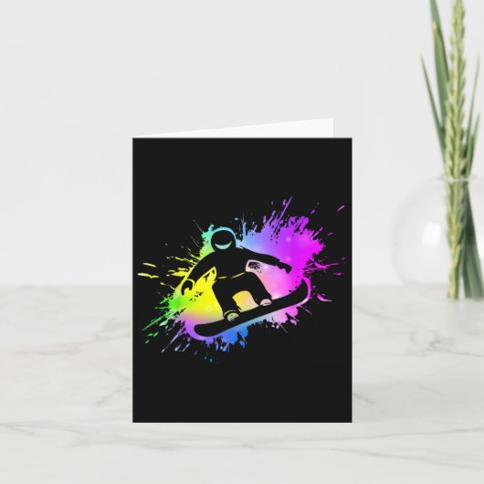 Dynamische Snowboarder Abstracte Kunst Wintersport Kaart (Voorkant)
