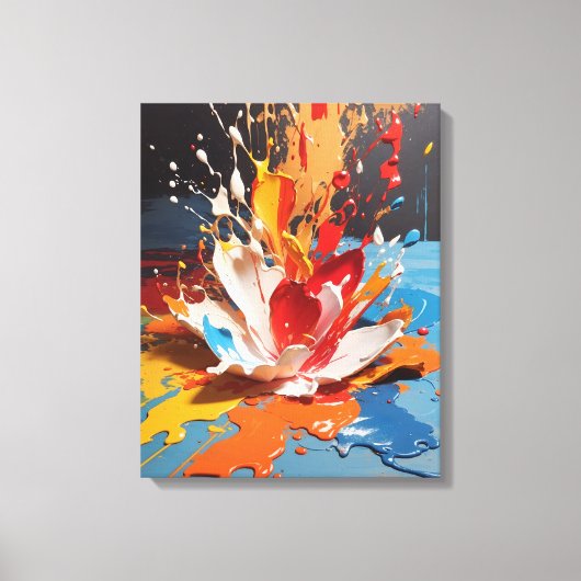 Dynamische splash abstracte kleurrijke muurkunst canvas afdruk (Voorkant)