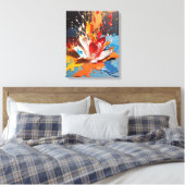 Dynamische splash abstracte kleurrijke muurkunst canvas afdruk (Insitu (Slaapkamer))