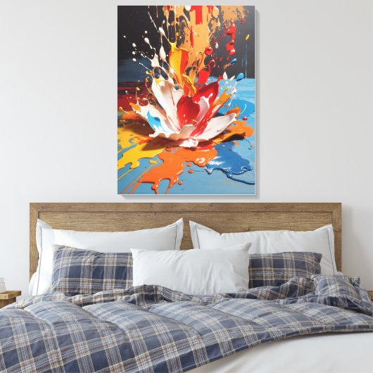Dynamische splash abstracte kleurrijke muurkunst canvas afdruk (Insitu (Slaapkamer))