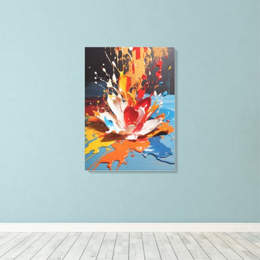 Dynamische splash abstracte kleurrijke muurkunst canvas afdruk (Insitu (Houten vloer))