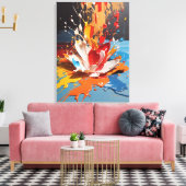 Dynamische splash abstracte kleurrijke muurkunst canvas afdruk (Insitu (Woonkamer))