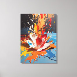 Dynamische splash abstracte kleurrijke muurkunst canvas afdruk