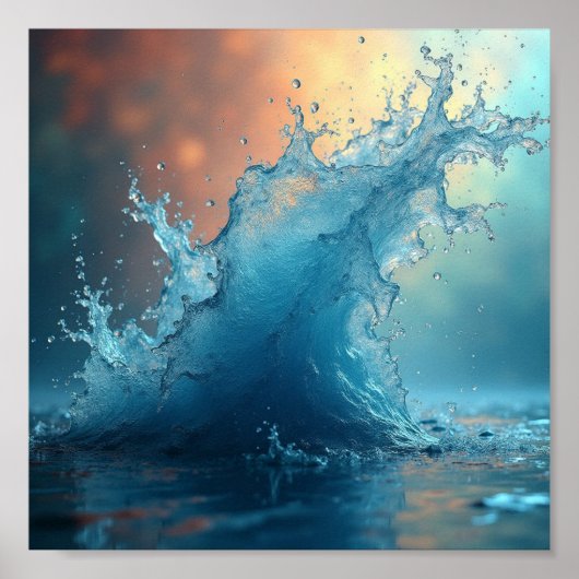 Dynamische splash van turquoise water reflecterend poster (Voorkant)