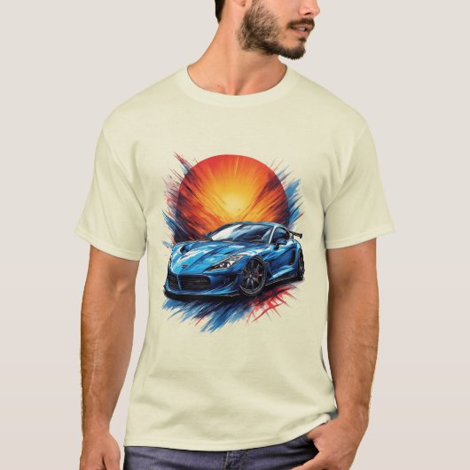 Dynamische sportauto t-shirt (Voorkant)