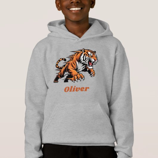 Dynamische springende tijger mascotte (Voorkant)