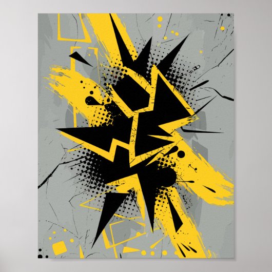 Dynamische stedelijke graffiti street art poster (Voorkant)