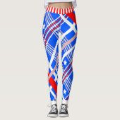 Dynamische sterren en strepen op blauw leggings (Voorkant)