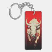 Dynamische Stier in Vurige Beweging Sleutelhanger (Voorkant Links)