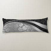 Dynamische stripes voor elegante zwarte en zilverd lichaamskussen (Achterkant)