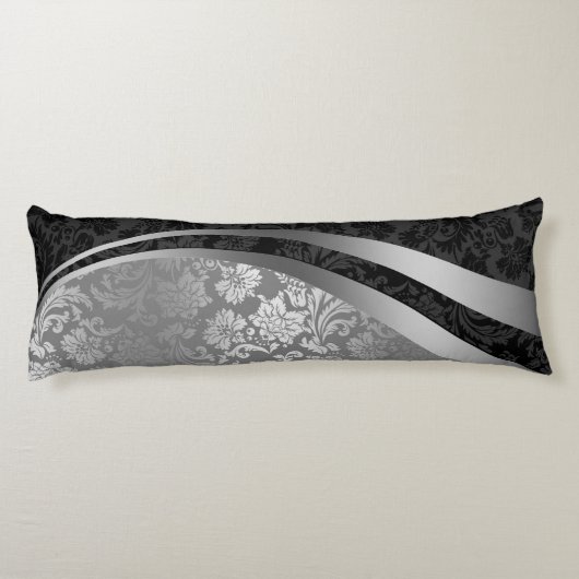 Dynamische stripes voor elegante zwarte en zilverd lichaamskussen (Achterkant)