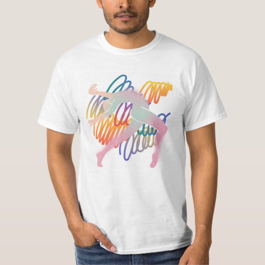 Dynamische stroom: Abstracte figuur in beweging T-shirt (Voorkant)