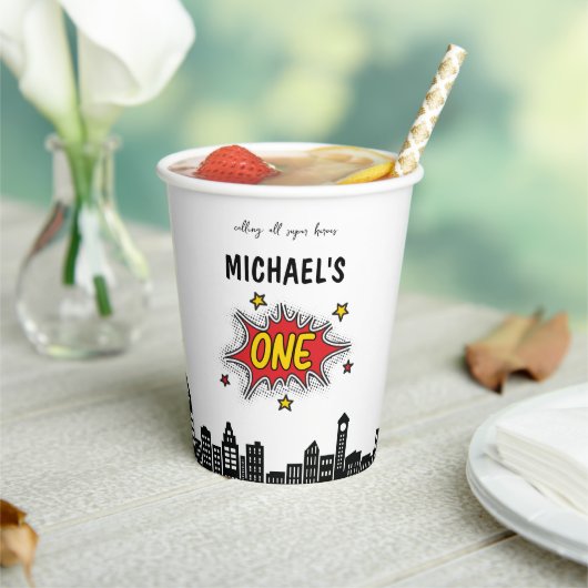 Dynamische Superheld 1e Verjaardag Papieren Bekers (Insitu)