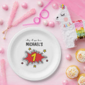 Dynamische Superheld 1e Verjaardag Papieren Bordje (Feest)