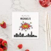 Dynamische Superheld 1e Verjaardag Servet (Insitu)