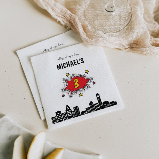 Dynamische Superheld 3e Verjaardag Servet