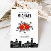 Dynamische Superheld 3e Verjaardag uitnodiging