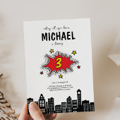 Dynamische Superheld 3e Verjaardag uitnodiging