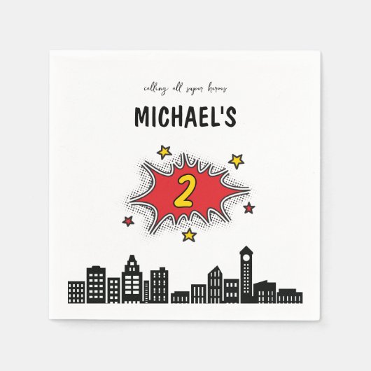 Dynamische Superhero 2e Verjaardag Servet (Voorkant)