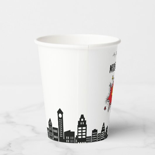 Dynamische Superhero 4e Verjaardag Papieren Bekers (Rechts)