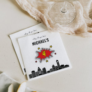 Dynamische Superhero 4e Verjaardag Servet