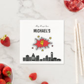 Dynamische Superhero 4e Verjaardag Servet (Insitu)