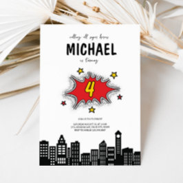 Dynamische Superhero 4e Verjaardag Uitnodiging