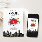 Dynamische Superhero 4e Verjaardag Uitnodiging