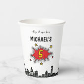 Dynamische Superhero 5e Verjaardag Papieren Bekers (Voorkant)