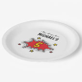 Dynamische Superhero 5e Verjaardag Papieren Bordje (Gekanteld)