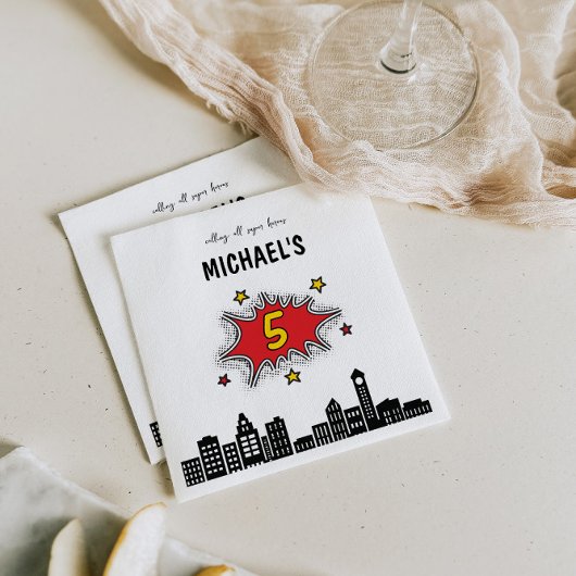 Dynamische Superhero 5e Verjaardag Servet