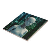 Dynamische surrealistische kunst - futuristische h tegeltje (Zijkant)