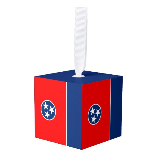 Dynamische Tennessee State Flag Graphic op a Kubus Ornament (Voorkant hoekig)