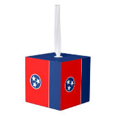 Dynamische Tennessee State Flag Graphic op a Kubus Ornament (Achter hoekig)