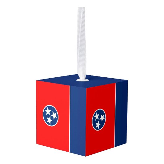 Dynamische Tennessee State Flag Graphic op a Kubus Ornament (Achter hoekig)