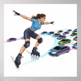 Dynamische Urban Rollerblader Art Design Poster