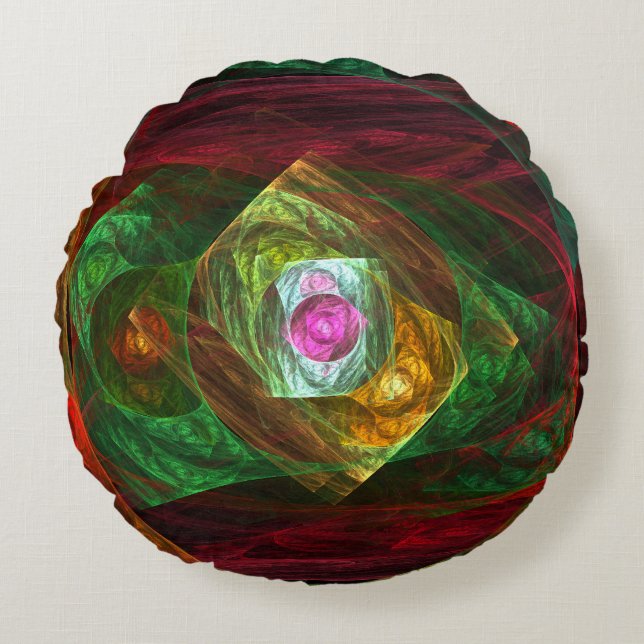Dynamische verbindingen Abstracte Art Round Pillow Rond Kussen (Voorkant)