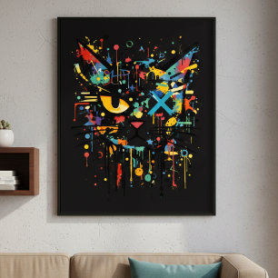 Dynamische verfspat kattengezicht decoratief poster