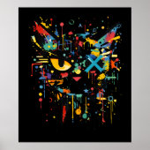 Dynamische verfspat kattengezicht decoratief  poster (Voorkant)