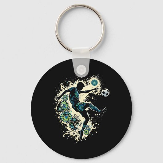 Dynamische Voetbal Silhouet _1 Sleutelhanger (Voorkant)