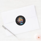 Dynamische Voetbaljongen Kleurrijke Cartoon Sticke Ronde Sticker (Envelop)